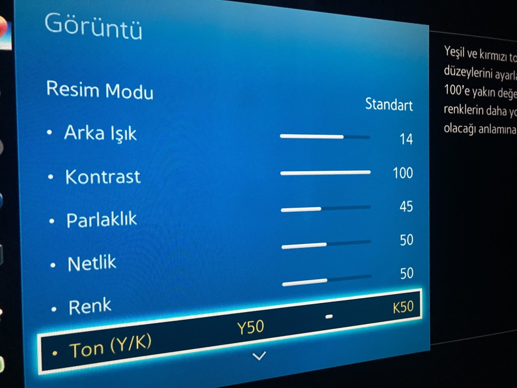 TV Görüntüsü Soluk ve Soluk Renkler 10 Ayar ve Kontrol